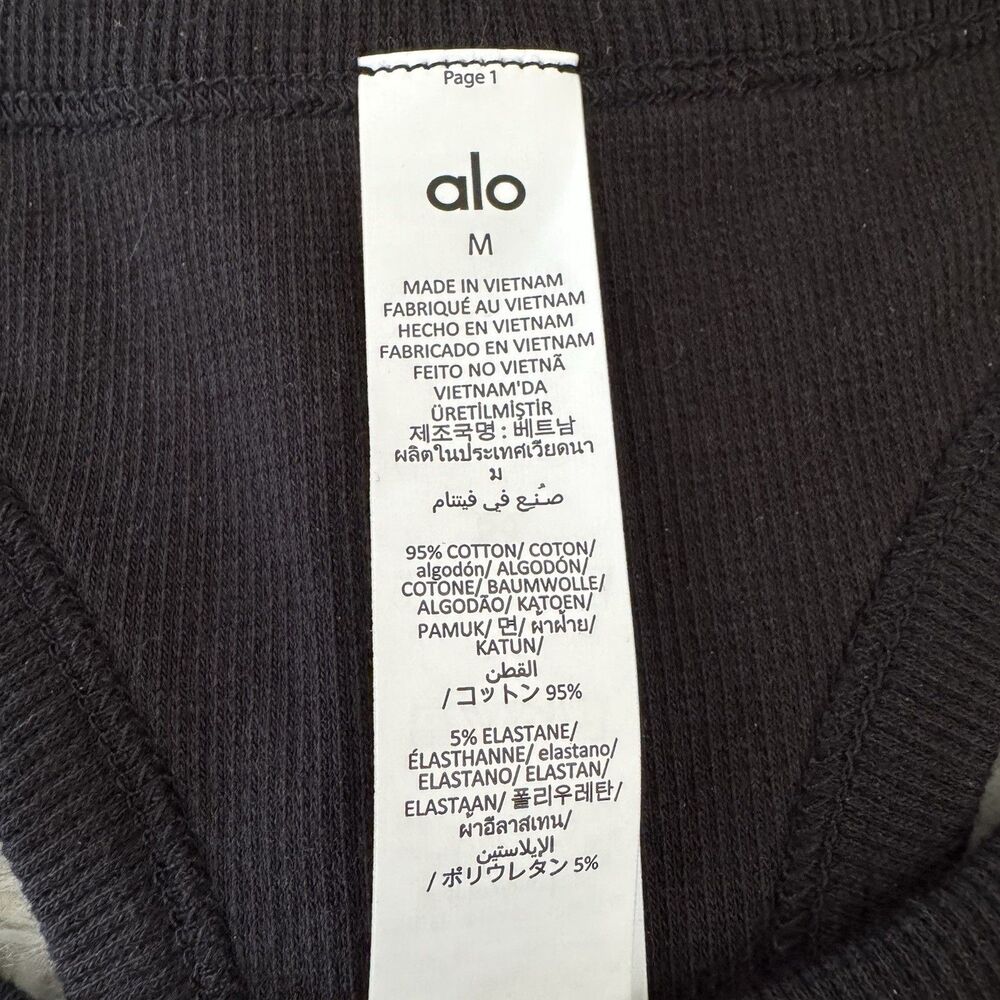 Alo Yoga Aspire Tank Women’s Medium Black White Ribbed Cropped Racerback NWT - Picture 6 of 10